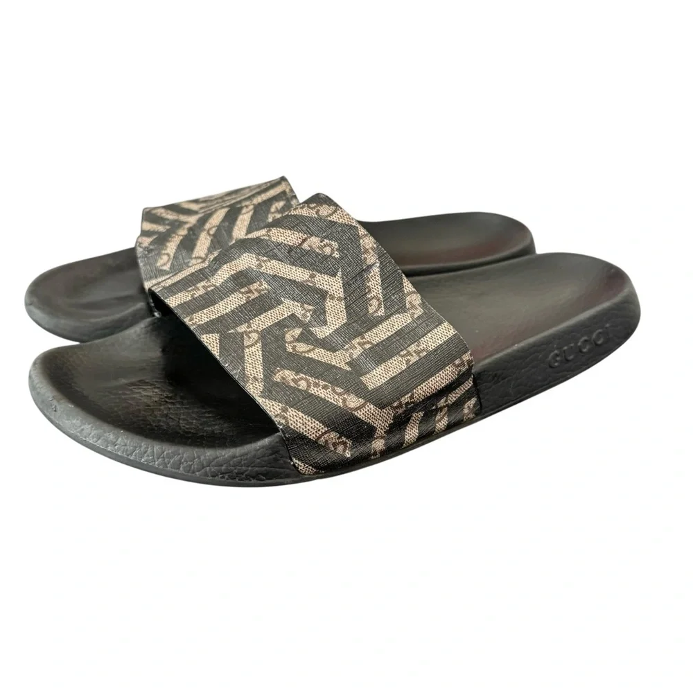 GUCCI GG Supreme Caleido Slides Sandals Mens